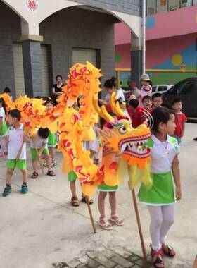 6号儿童舞龙道具幼儿园表演小孩子龙灯学生龙头舞龙舞狮绸缎布龙