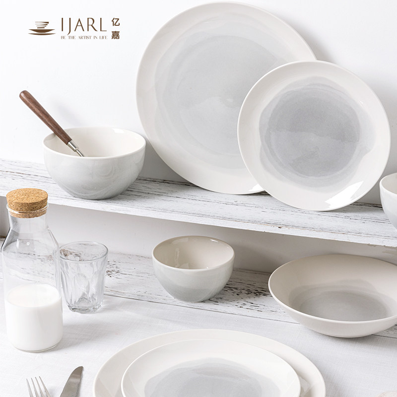 ijarl新中式餐具水墨风陶瓷家用饭碗面碗汤碗陶瓷盘子釉下彩陶瓷,餐饮具,碗,淘宝优惠券,粉丝福利购,淘宝优惠卷