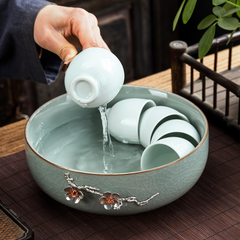 茶洗大号家用笔陶瓷茶具配件洗茶碗水盂水盆洗茶具器皿烟灰缸水培