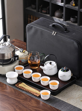 户外便携式盖碗功夫茶具一套装车载露营泡茶烧水炉煮茶壶喝茶装备