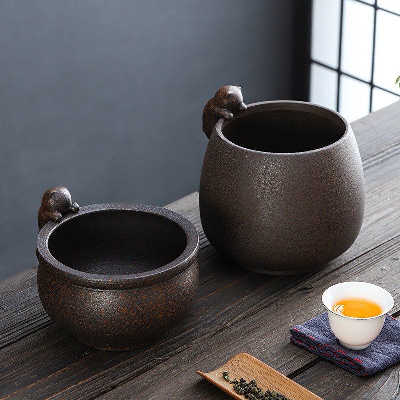 复古创意小猫茶渣缸建水家用陶瓷茶洗废水缸水盂茶具配件粗陶茶缸,餐饮具,茶道/零配,淘宝优惠券,粉丝福利购,淘宝优惠卷