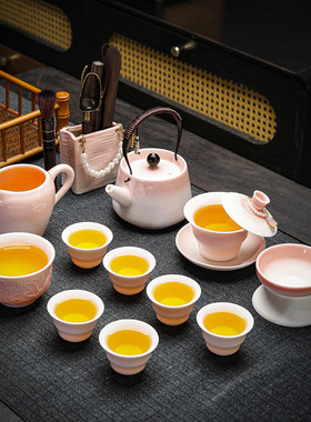 羊脂玉陶瓷渐变高颜值茶具套装