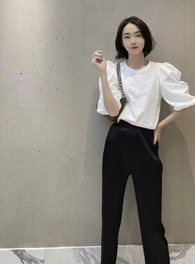 中腰内开叉长裤显高显瘦