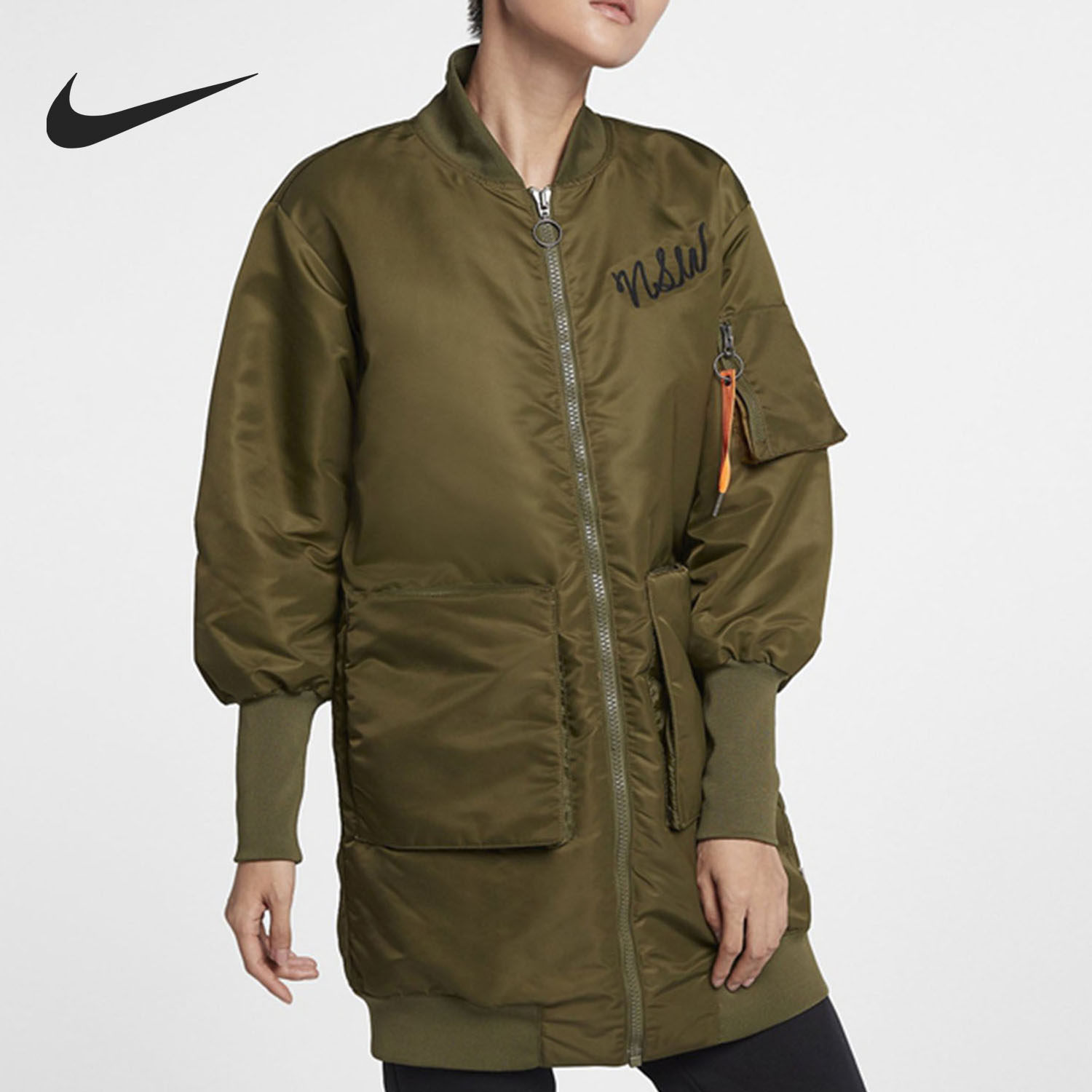Nike/耐克正品女子时尚百褶休闲舒适保暖圆领紧身运动棉衣932050