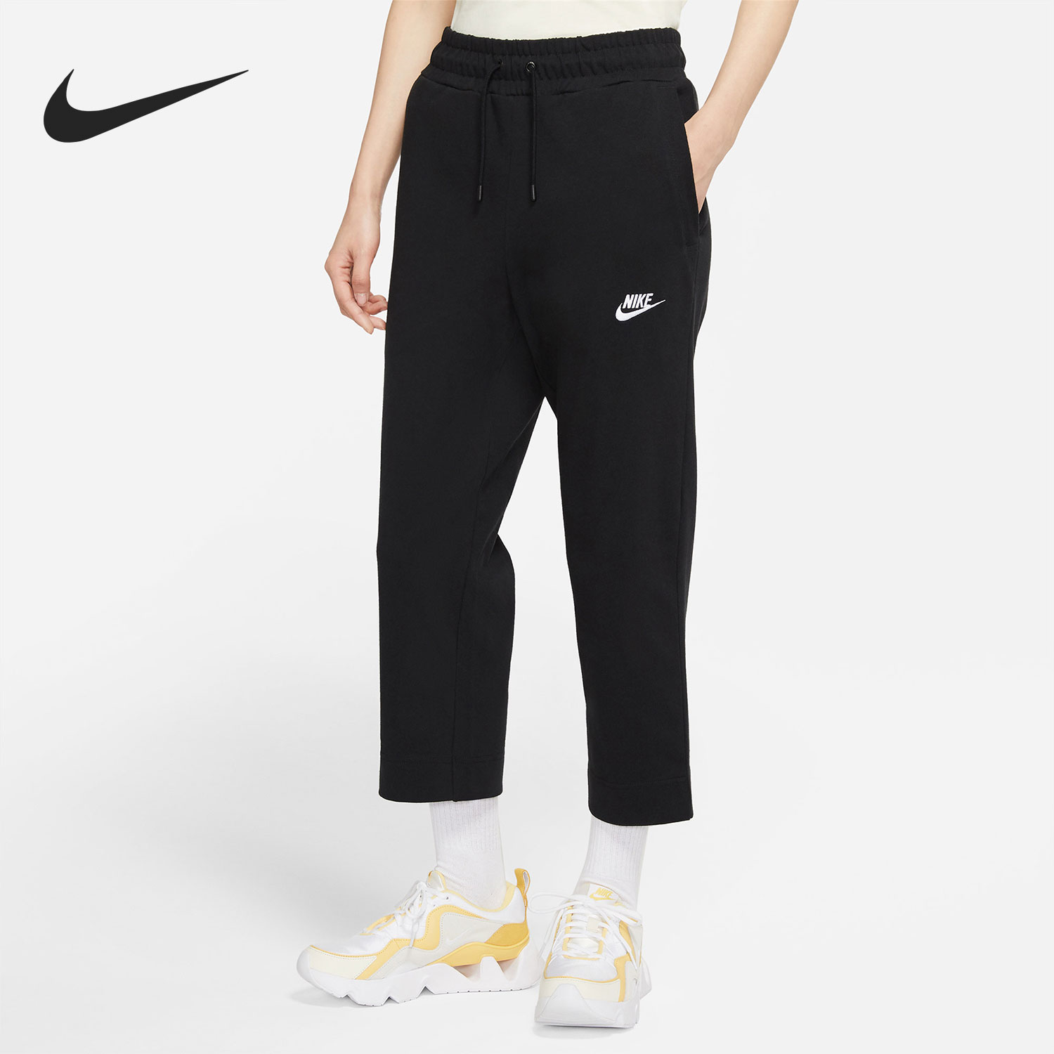 Nike/耐克正品女子休闲训练透气直筒针织宽松运动长裤DA6165-010-封面