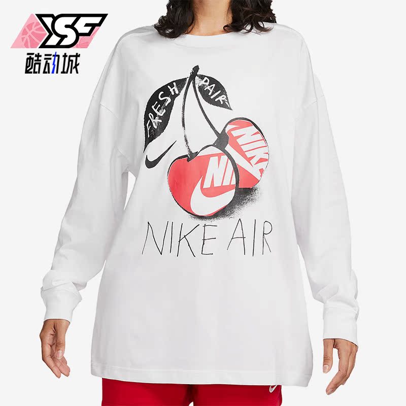 Nike/耐克正品新款宽松印花休闲女子运动长袖T恤FD2567-100