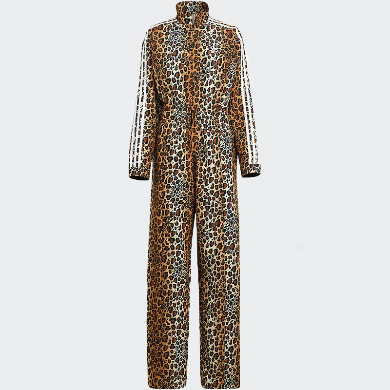 阿迪达斯女游泳运动豹纹连体衣