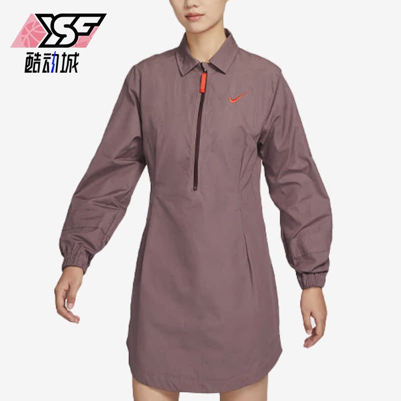 Nike/耐克正品2023春休闲翻领梭织女子运动连衣裙DV8031-291
