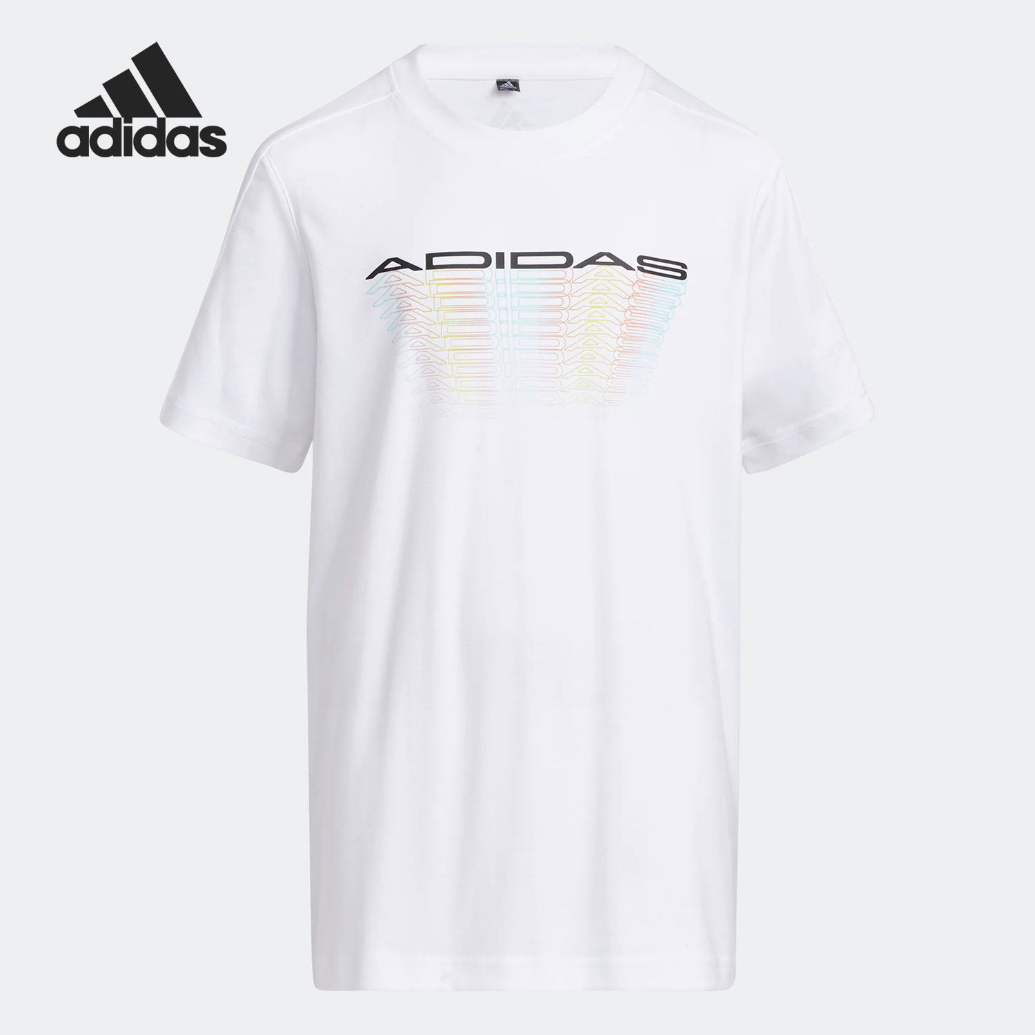 阿迪达斯正品大童圆领透气短袖