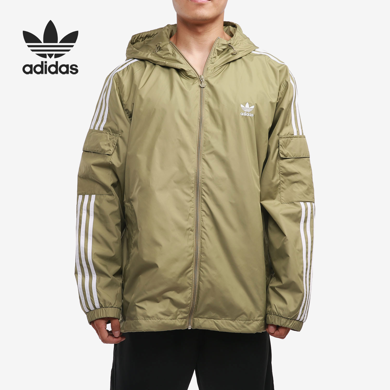 Adidas正品新款男子连帽外套夹克