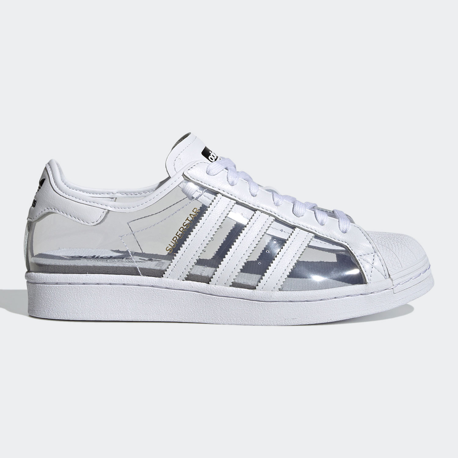 adidas/阿迪达斯正品 三叶草男女透明鞋面休闲鞋贝壳头板鞋fz0245