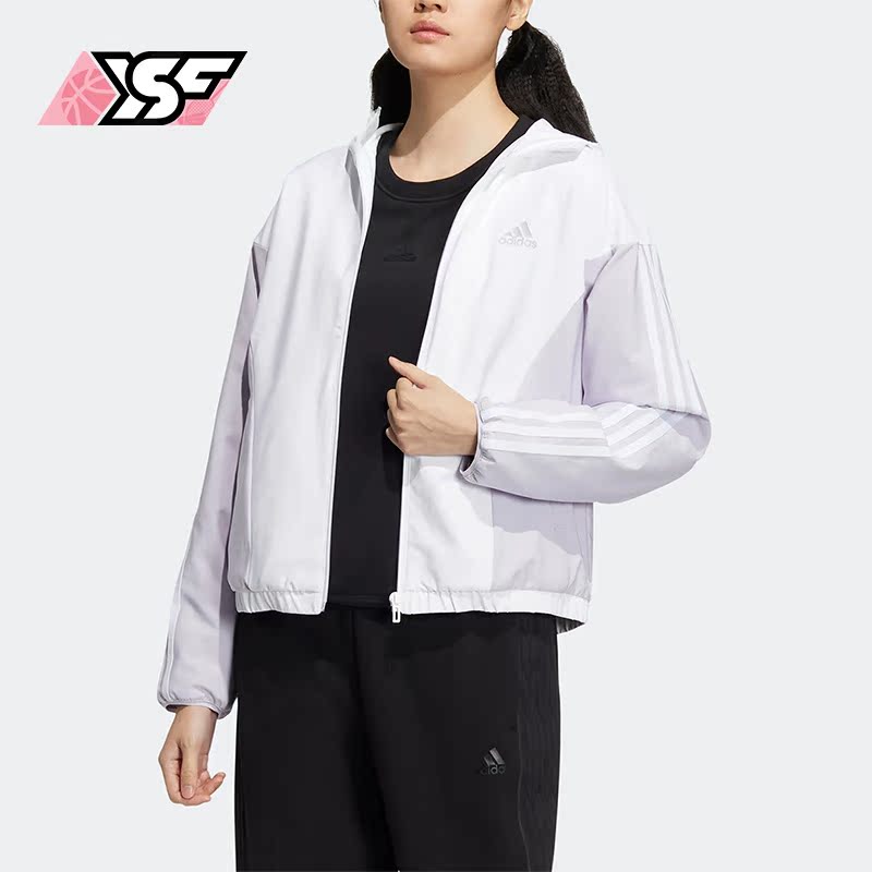 阿迪达斯正品女休闲运动连帽外套