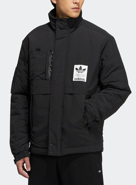 Adidas/阿迪达斯正品三叶草男子简约保暖立领宽松运动棉衣H66011