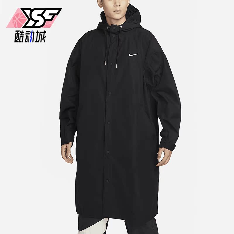 耐克男子连帽单排扣中长长袖风衣