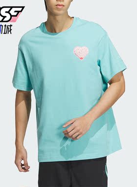 Adidas/阿迪达斯正品三叶草情侣款印花宽松针织短袖T恤JE3471