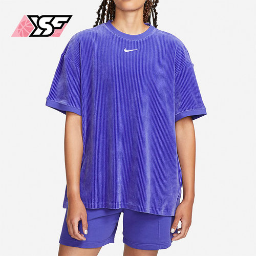 耐克正品女子运动灯芯绒短袖T恤