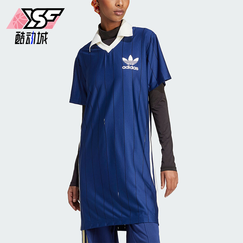 阿迪达斯女士短袖翻领连衣裙