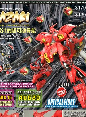 1/100 MSN-04 Sazabi Evolve Version 2.0 GSB设计的超可动骨架。
