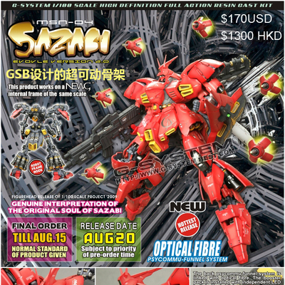 1/100 MSN-04 Sazabi Evolve Version 2.0 GSB设计的超可动骨架。