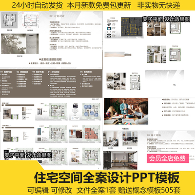 住宅空间设计全案ppt模板模板物料客户需求清单物料源文件