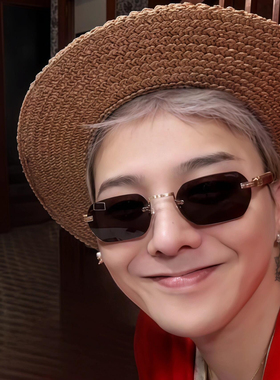 GD同款无框木纹腿老钱风墨镜