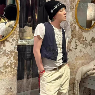 2025新款gd权志龙同款梵文印花毛线帽子十字架东大门针织帽冷帽潮