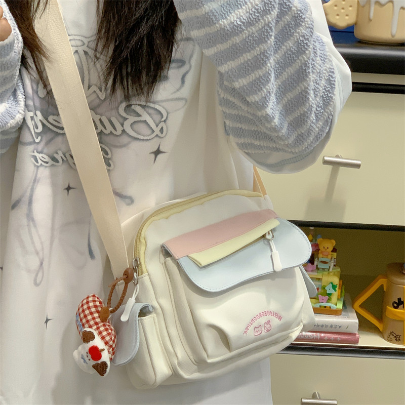 韩系撞色女孩小背包高颜值女生斜挎包可爱学生少女百搭单肩小包包