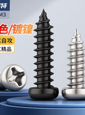 镀镍十字圆头自攻螺丝黑色镀锌盘头螺钉自攻丝眼镜小螺丝钉M1M2M4