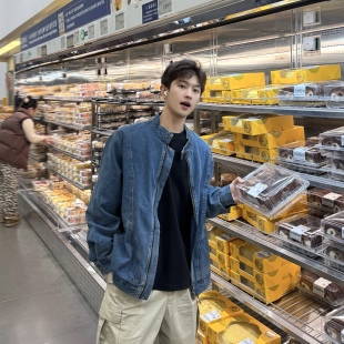 设计上衣 春季 飞型记美式 复古立领牛仔外套男宽松休闲夹克2026新款