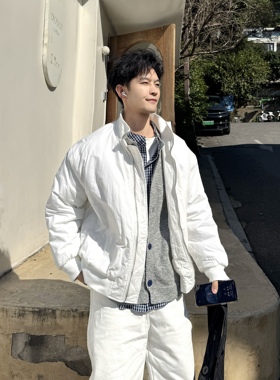 飞型记白色立领棉衣夹克男冬季保暖宽松休闲外套飞行员棒球服外套