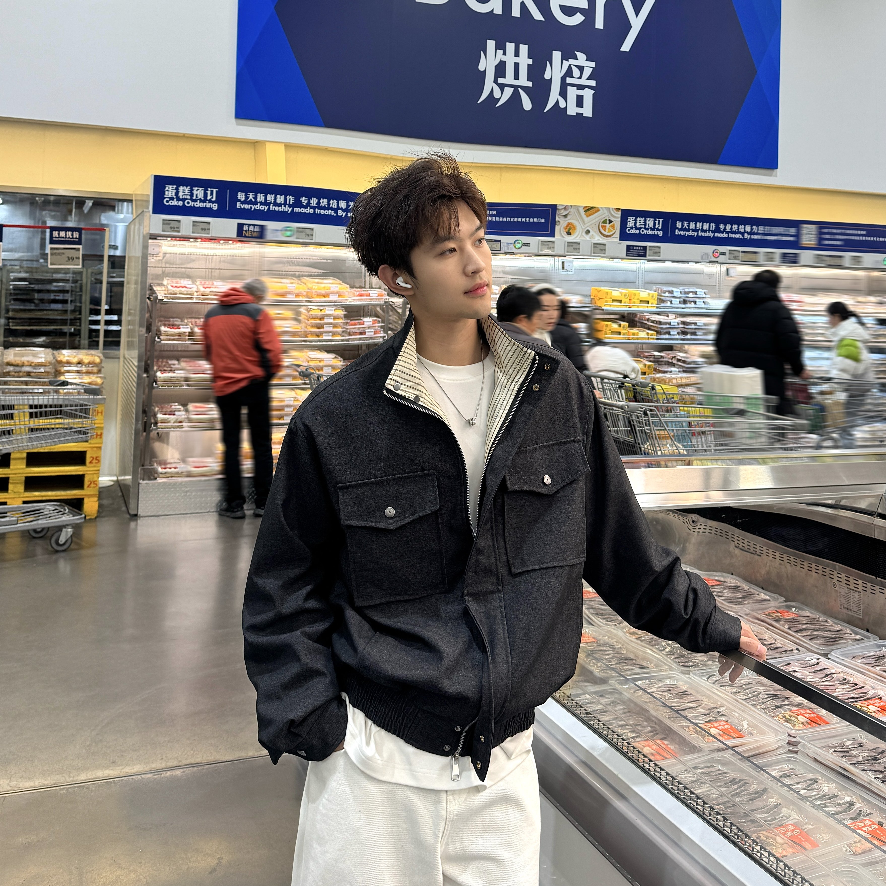 飞型记老钱复古立领多口袋工装夹克男春季哈灵顿短款潮牌新款外套,男装,夹克,淘宝优惠券,粉丝福利购,淘宝优惠卷