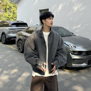 飞型记90灰鸭绒毛呢重磅机能风羽绒服男短款宽松加厚保暖外套冬季