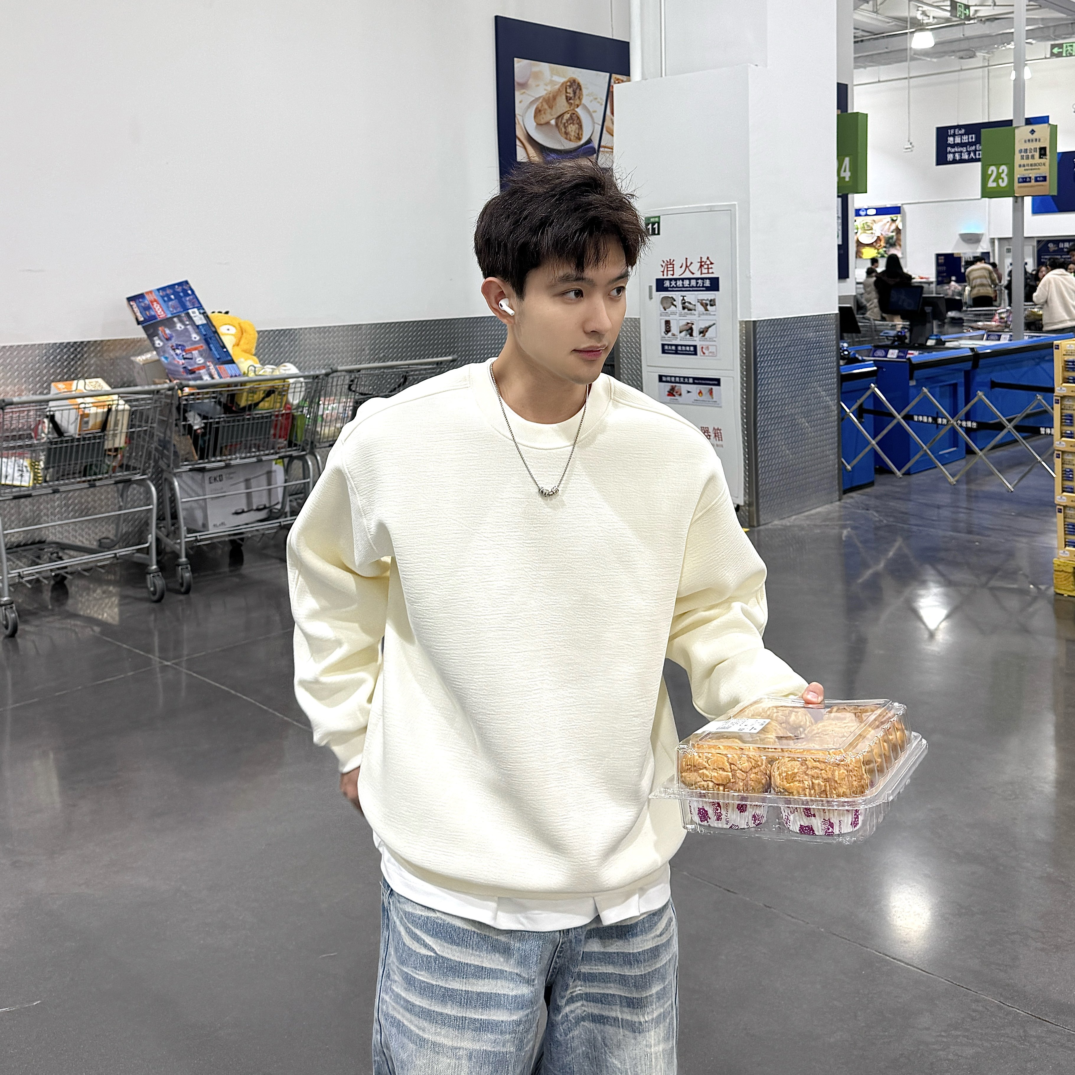 飞型记420g简约纯色圆领加绒卫衣男秋冬季宽松套头百搭针织衫,男装,卫衣,淘宝优惠券,粉丝福利购,淘宝优惠卷