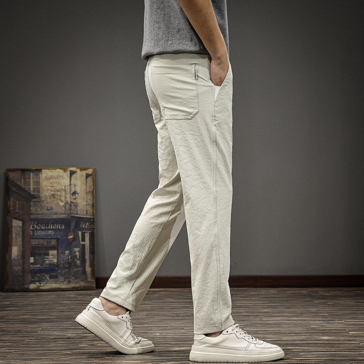 户外轻薄透气冰丝休闲裤男2026春季新款垂感运动速干九分直筒裤子