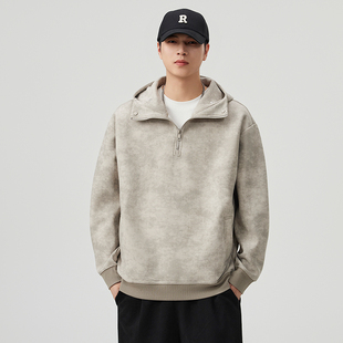 103重磅半拉链卫衣男高街痞帅设计感扎染外套秋冬潮流宽松休闲时