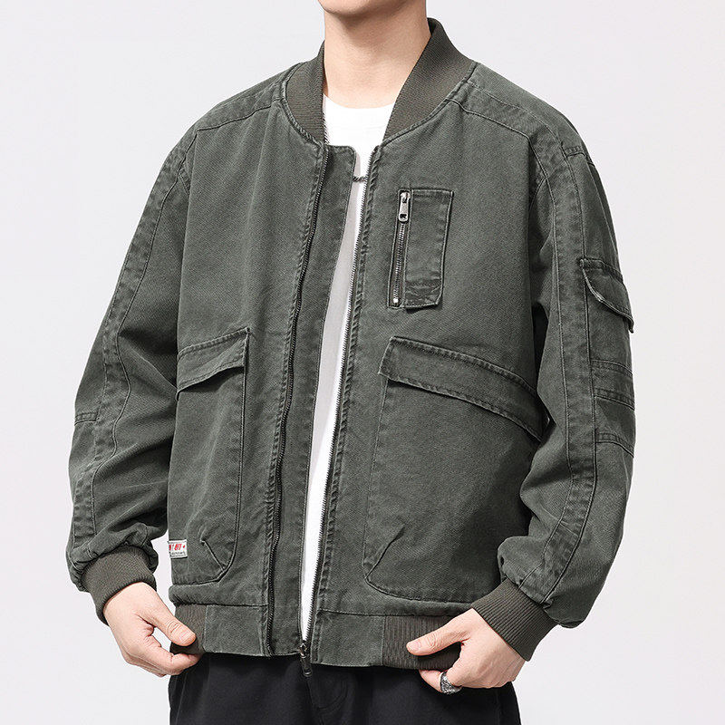 美式复古ma-1空军飞行员工装外套男2025春季宽松纯棉棒球领外套潮