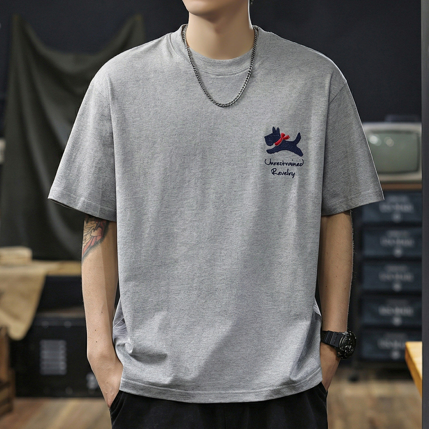 美式高端定织重磅纯棉短袖T恤男2026夏季新款刺绣衣服男士半袖衫t