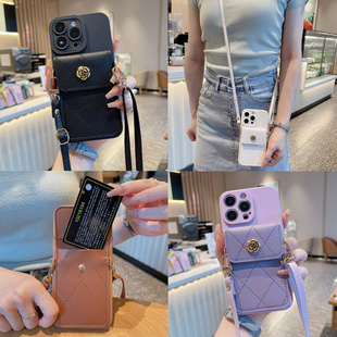 山茶花卡包适用荣耀x60/x60i/x60pro零钱包手机壳x50/x50i+保护套斜挎背带x40/x30i可爱卡通x20/9x/8x/x10max