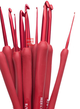 三支包邮 日本广岛Tulip 珊瑚红TED钩针 毛线编织玫瑰黑金钩针