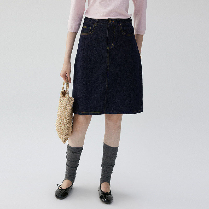 「芥末派VOOE」复古高腰宽松A字牛仔半身裙女25秋季休闲百搭短裙