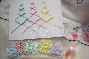 K03 手打浅多色0.3小蝴蝶结4规格多颜色可爱多一点仙女长飘带DIY