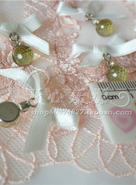 尾2个白色手缝幻彩多切面闪亮球球合金水钻吊坠蝴蝶结特殊DIY辅料