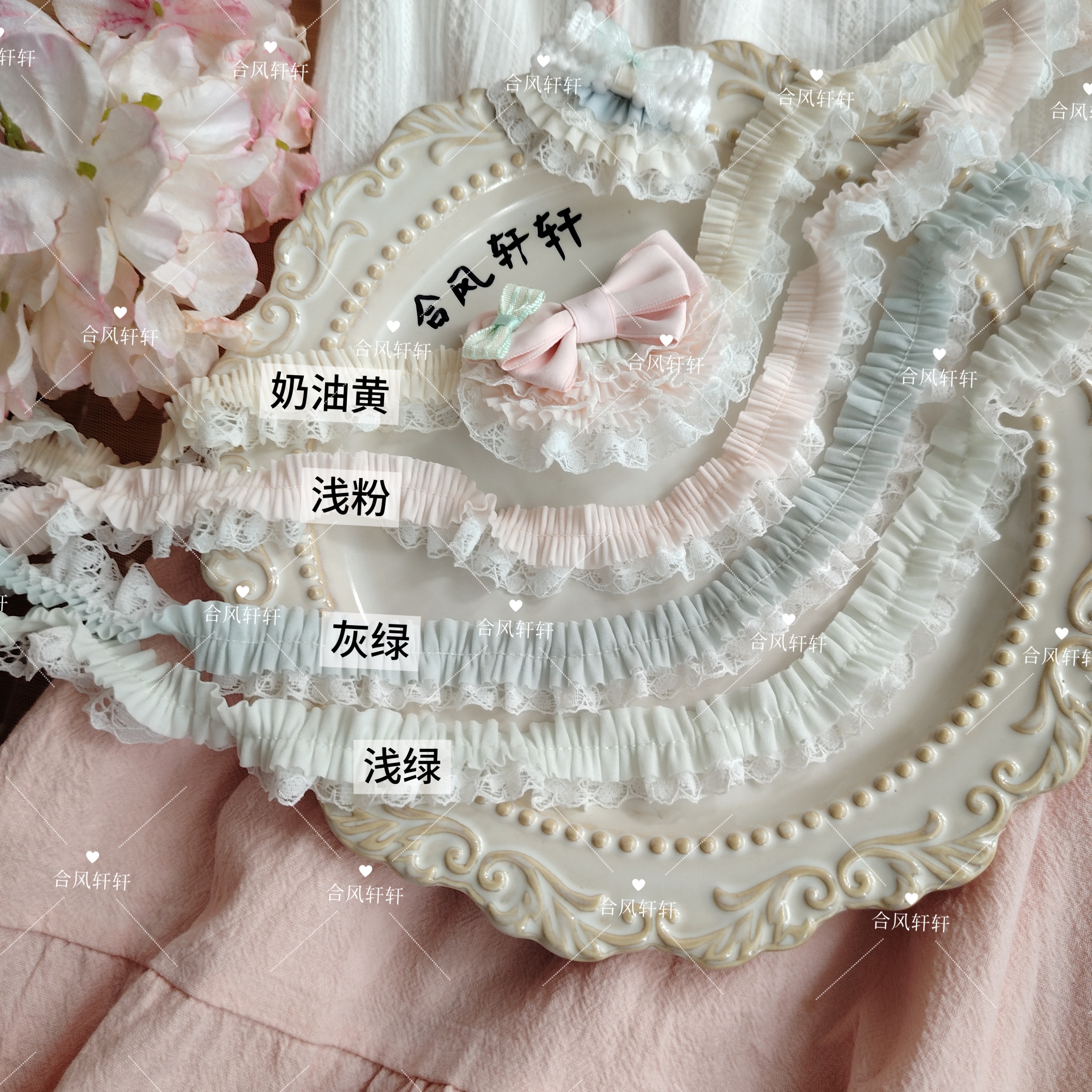 3分甜感清欢少女浅色双拼蕾丝木耳花边发夹BJD多层裙摆兜肠圈2.1