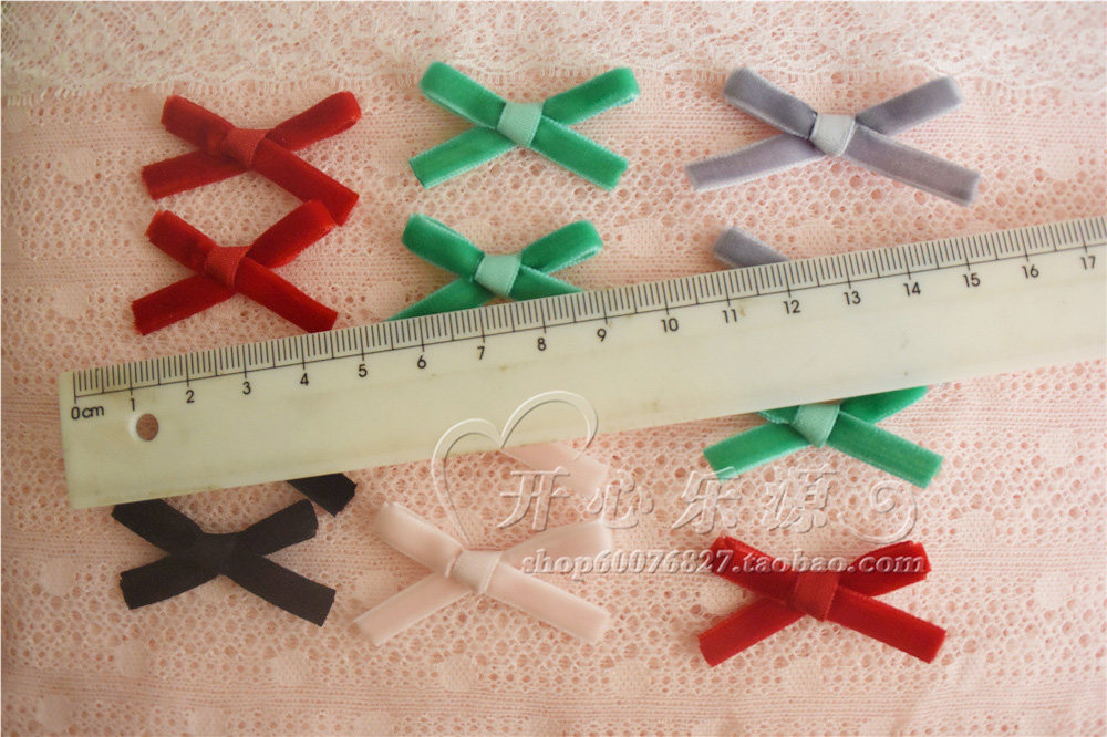6cm绒面手打蝴蝶结diy饰品配件红粉灰绿黑服装辅料