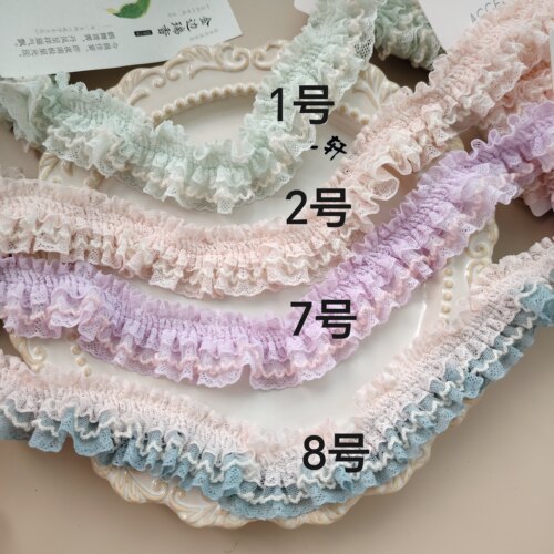 3层梦幻治愈系～狗牙蕾丝缩折花边DIY娃衣L裙发饰卡砖吧唧辅料3.5