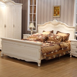 宫廷床白色田园风床主卧 床轻奢法式 双人床实木床1.8米1.5美式 欧式