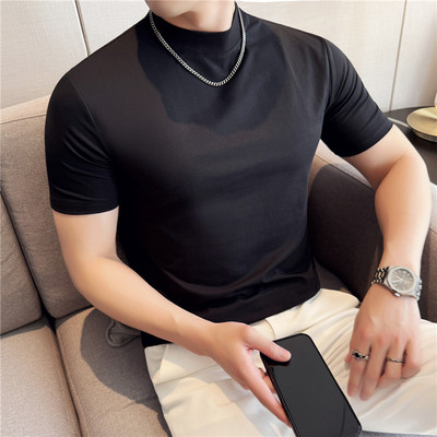 半高领短袖T恤青年弹力打底体恤