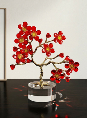 新中式水晶梅花纳福玄关摆件礼物