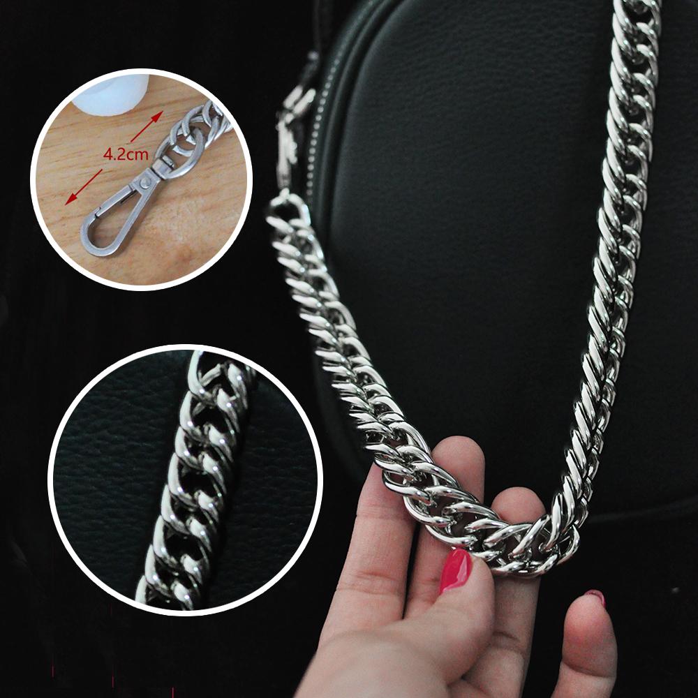 银色超大轻1.5cm铝麻花辫粗链 嘻哈腰带链条个性包配件装饰粗肩带