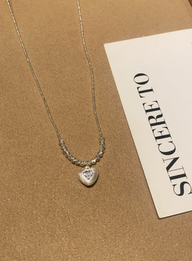 简约高级感锆石拉丝爱心吊坠项链